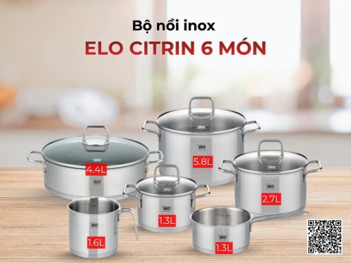 bộ nồi inox elo citrin 6 món