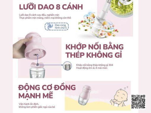 máy xay ăn dặm bear gr-b03v8 (hồng) (2)