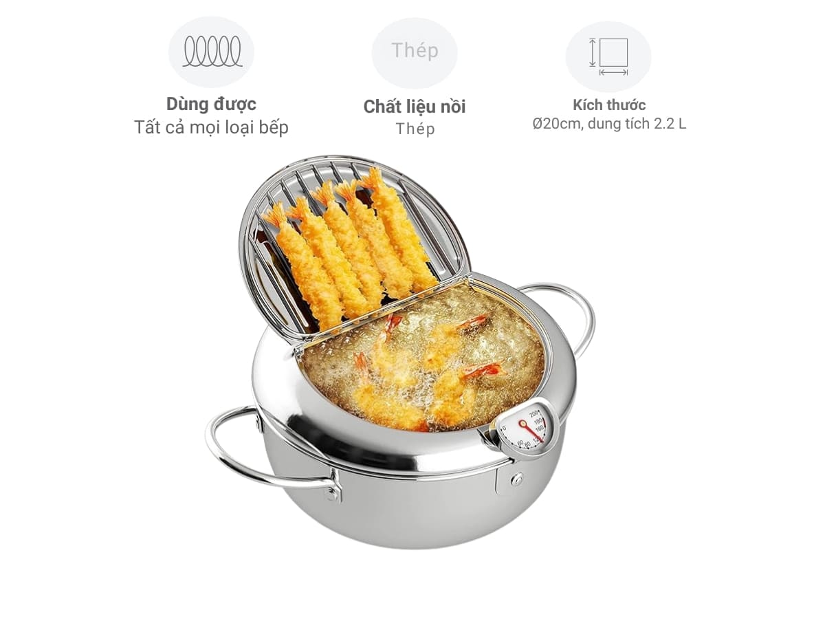 Nồi chiên gập dầu Tempura Kitchen Mate 20cm