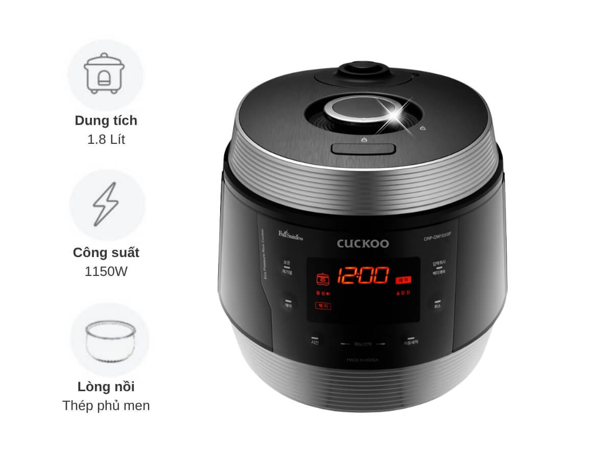 Nồi cơm điện tử áp suất Cuckoo CRP-QW1000F/SIBKVNCV 1.8 Lít