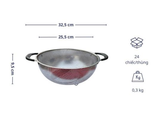rổ inox 2 tay cầm có chân kaiyo 25,5cm khs-6056 (2)