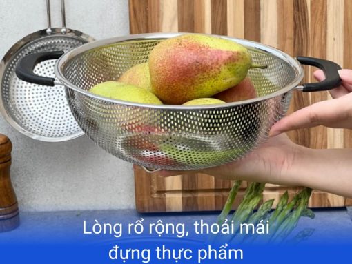 rổ inox 2 tay cầm có chân kaiyo 25,5cm khs-6056 (5)