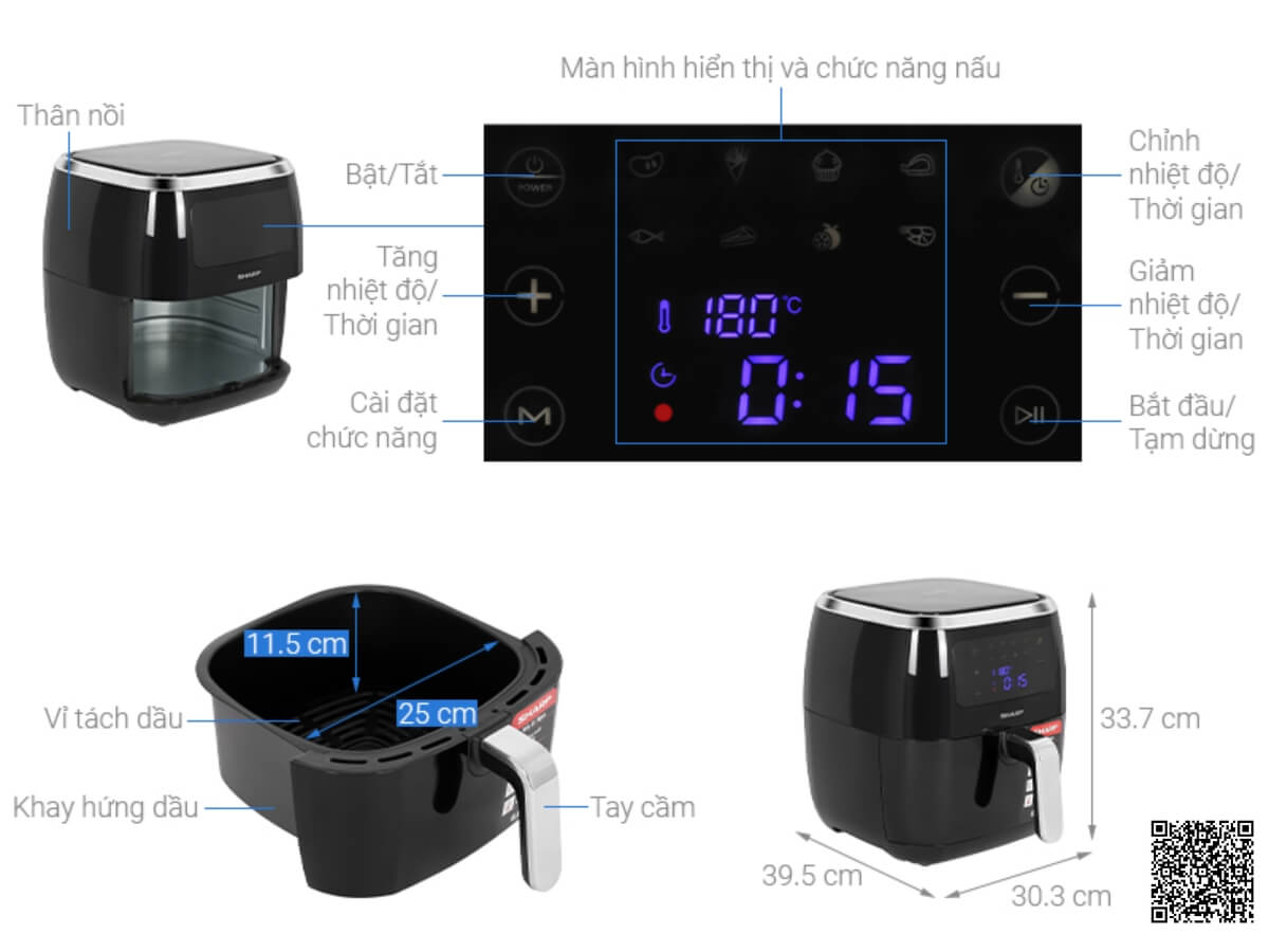 noi chien khong dau sharp kf af68epv bk 2