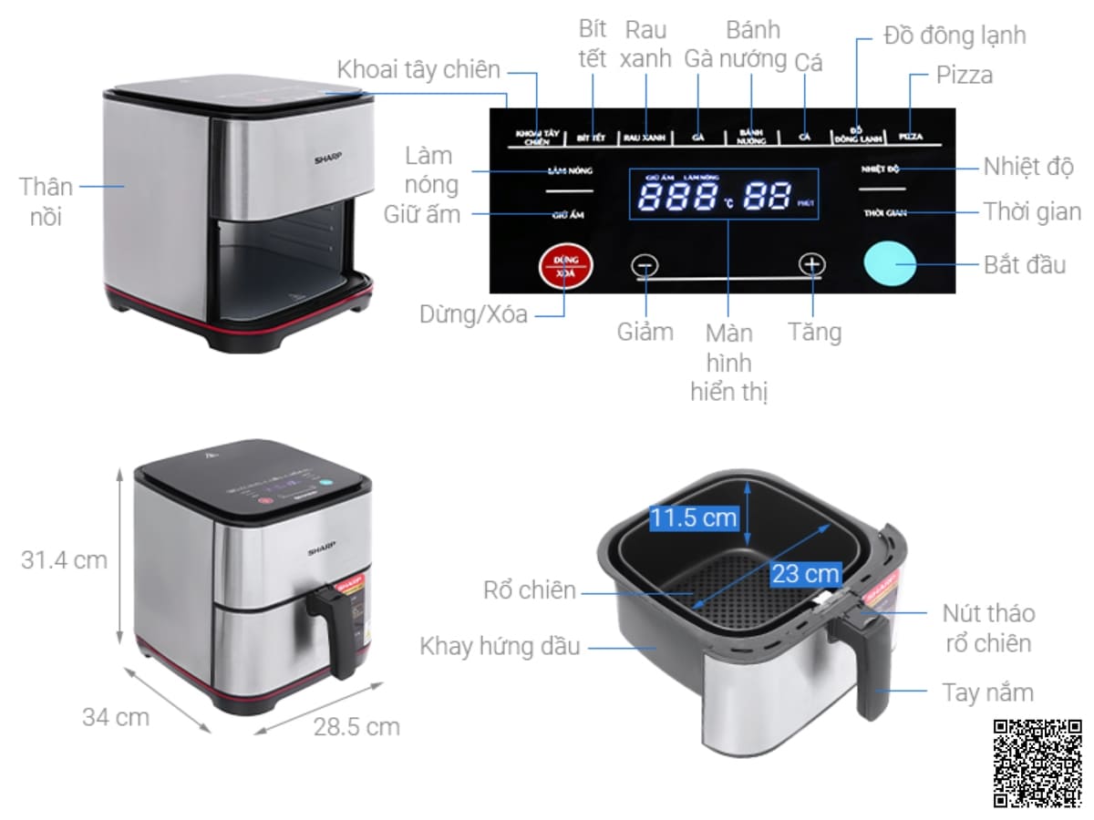 noi chien khong dau sharp kf af70ev st 2