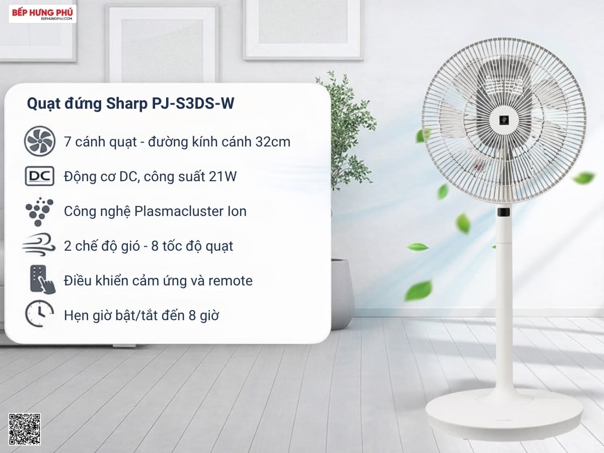 quạt đứng sharp pj-s3ds-w