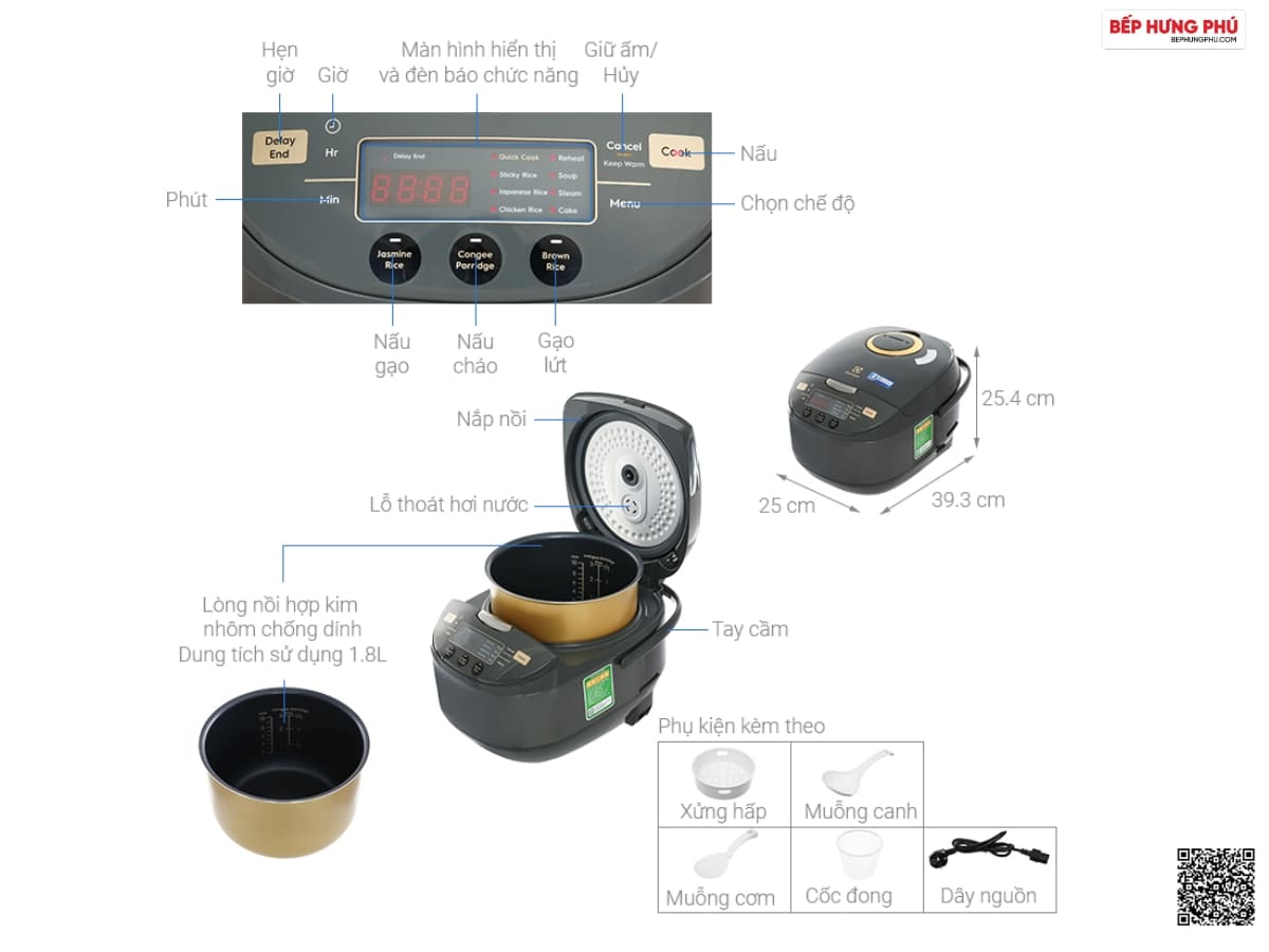 noi com dien tu electrolux e7rc1 650k 1.8l 7