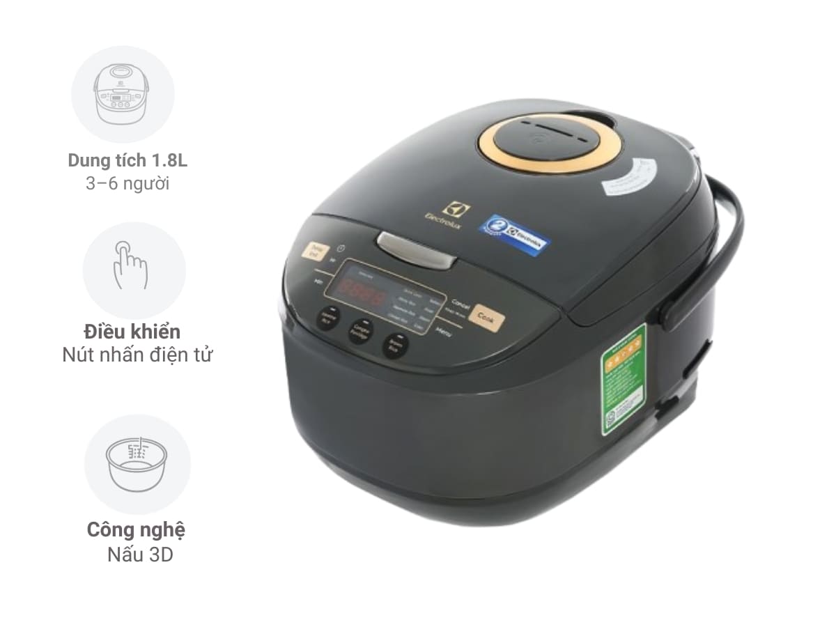 nồi cơm điện tử electrolux e7rc1-650k 1.8l noi com dien tu electrolux e7rc1 650k 1.8l