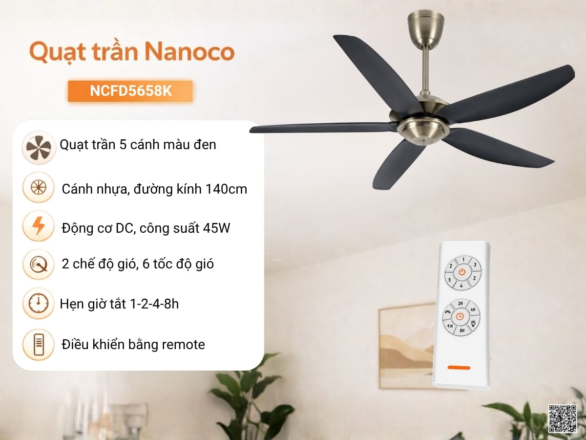 quạt trần nanoco ncfd5658k