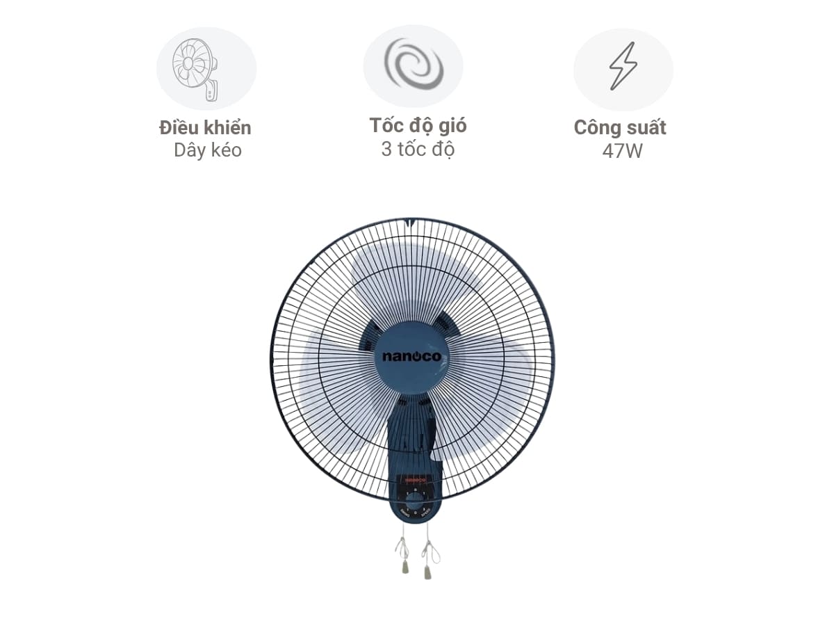 quạt treo tường nanoco nwf1611bl