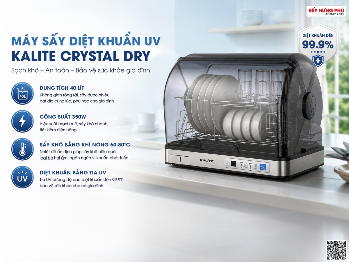 máy sấy chén kalite crystal dry