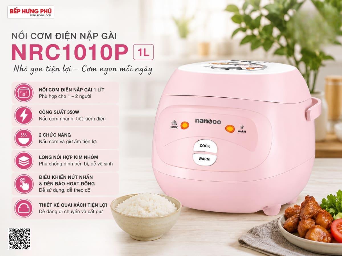 nồi cơm điện nanoco nrc1010p 1l