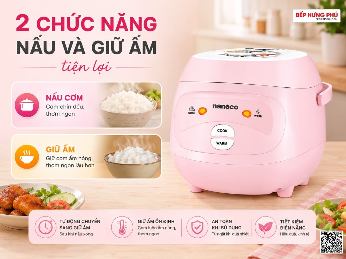 nồi cơm điện nanoco nrc1010p 1l