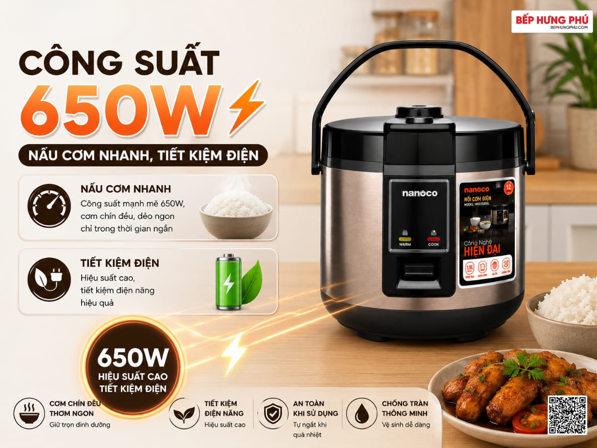 nồi cơm điện nanoco nrc1520gl 1.5l