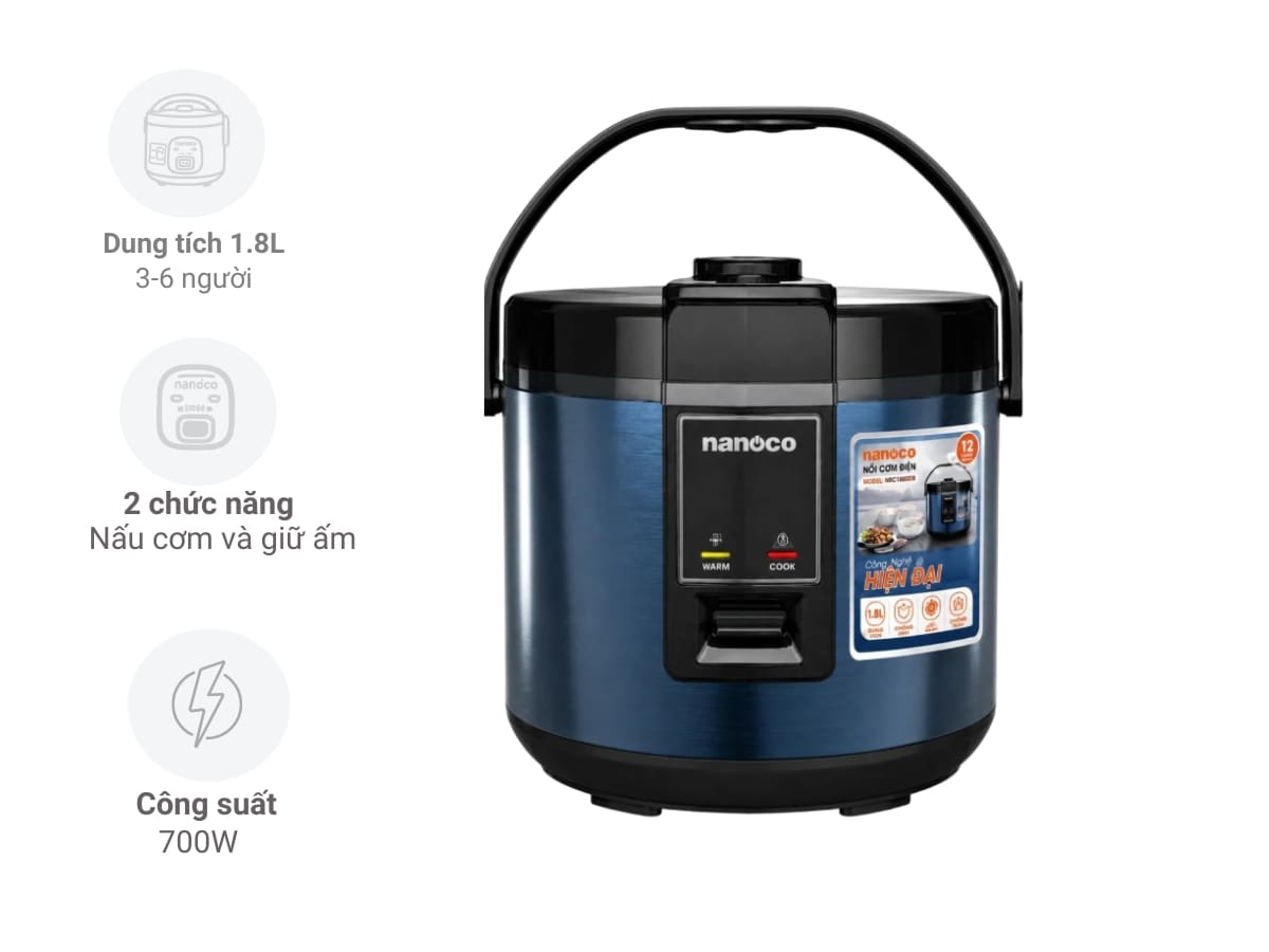 nồi cơm điện nanoco nrc1880db 1.8l noi com dien nanoco nrc1880db 1.8l