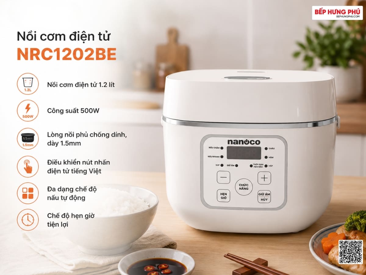 nồi cơm điện tử nanoco nrc1202be 1.2l
