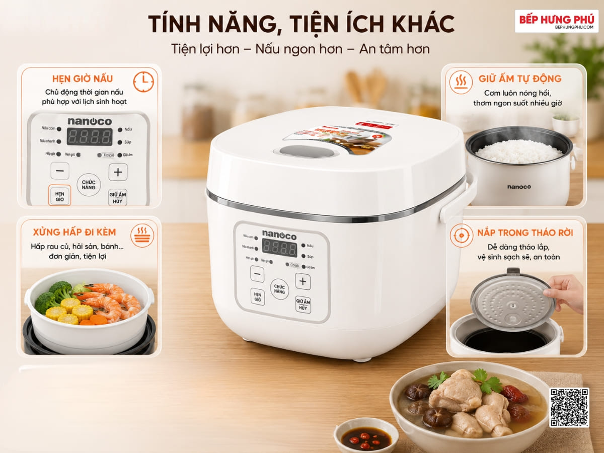 nồi cơm điện tử nanoco nrc1202be 1.2l
