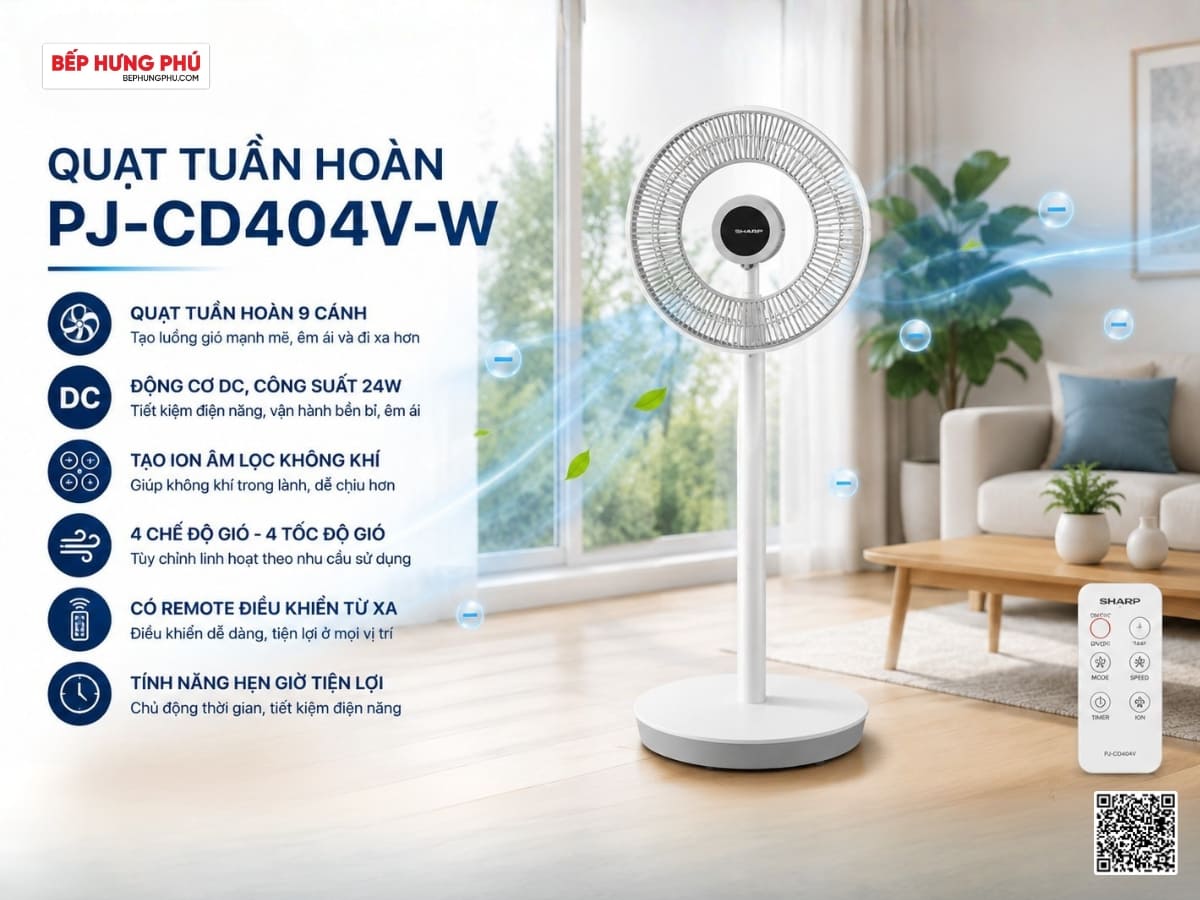 quạt tuần hoàn sharp pj-cd404v-w