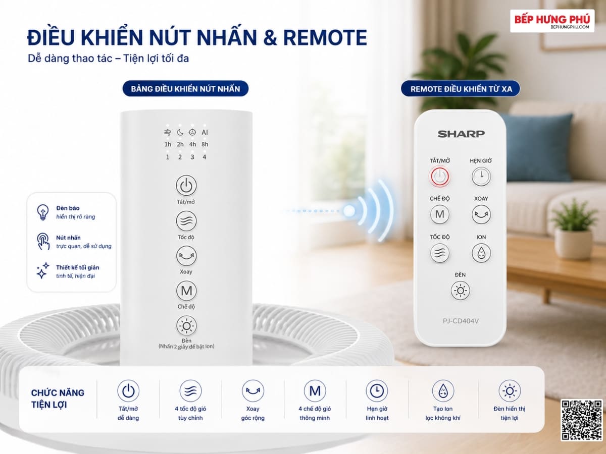quạt tuần hoàn sharp pj-cd404v-w
