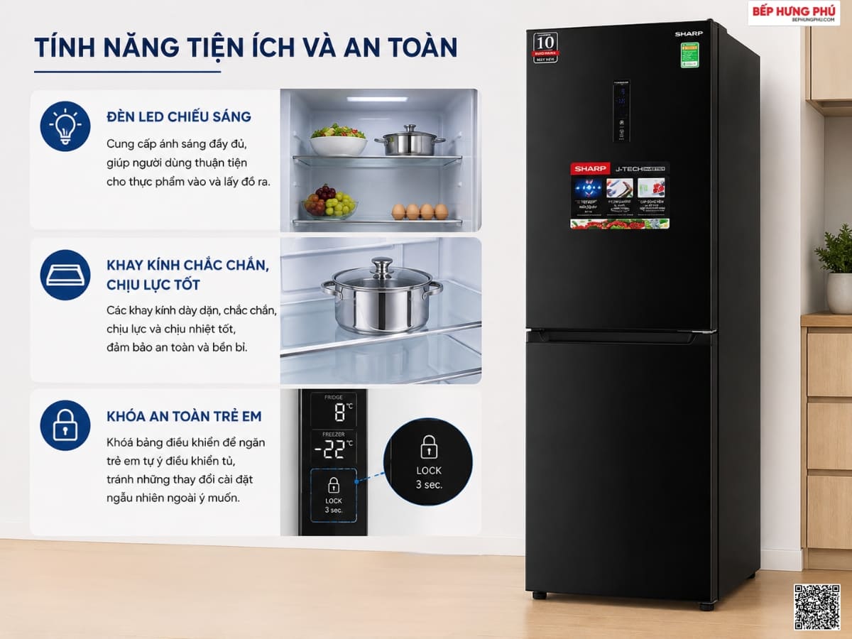 tủ lạnh sharp sj-bf330v-dg inverter 323l