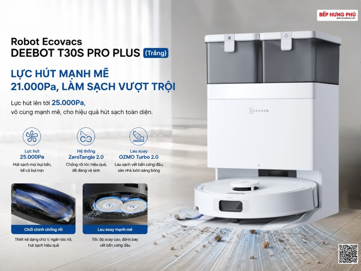 robot ecovacs deebot t30s pro plus trang 2
