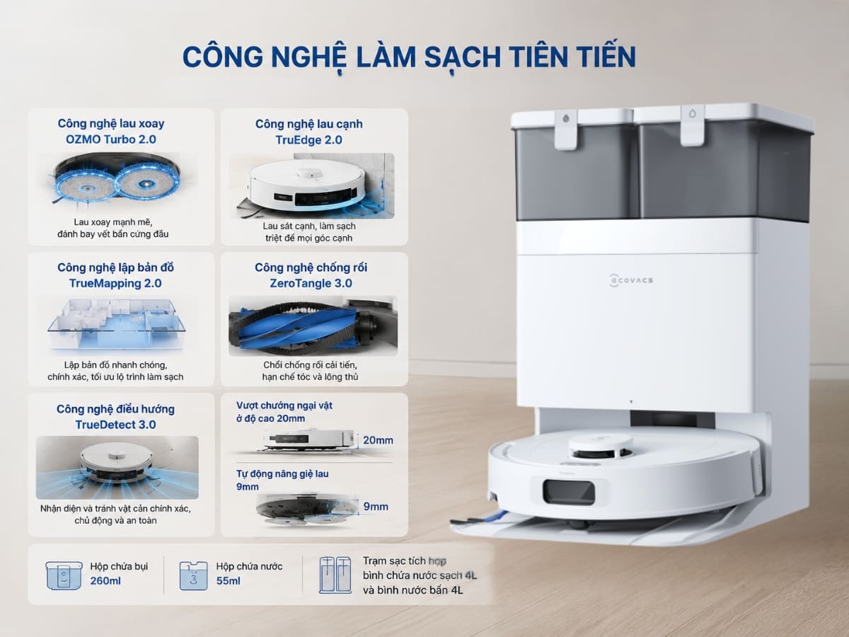 robot ecovacs deebot t30s pro plus (trắng)
